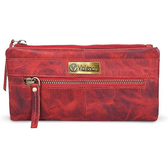 Leather Wallet For Women RFID Blocking Slim Minimalist Ladies Long Clutch Purse
